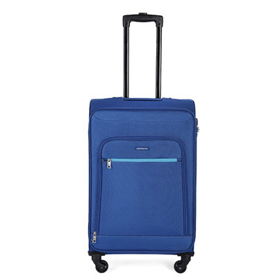 Unisex Bright Blue Solid Nile Exp Strolly  Medium Luggage Trolley Suitcase